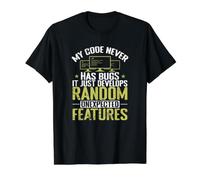 Mi código Nunca Tiene Errores, Solo desarrolla F aleatoria inesperada Camiseta gráfica económica, Hombre, Negro, L