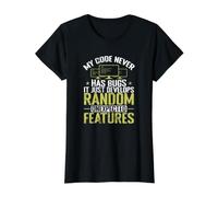 Mi código Nunca Tiene Errores, Solo desarrolla F aleatoria inesperada Camiseta gráfica económica, Mujer, Negro, S