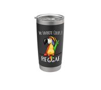 Mi color favorito es Reggae Funky Rasta Parrot Vaso térmico de acero inoxidable de doble pared