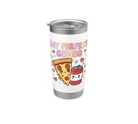 Mi combinación perfecta: arte gastronómico kawaii, linda pizza y soda, amor Vaso térmico de acero inoxidable de doble pared