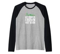 Mi Comida se cultiva no nace Vegetariana Camiseta Manga Raglan
