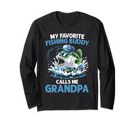 Mi compañero de pesca favorito me llama abuelo divertido pescador Manga Larga