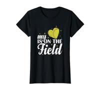 Mi Corazón Está En El Campo Camiseta gráfica económica, Mujer, Negro, M