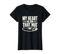 Mi corazón está en Esa Alfombra One Ink Wrestling Camiseta gráfica económica, Mujer, Negro, XL