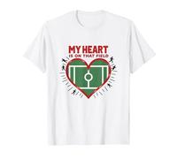 Mi corazón está en Esa pasión de los fanáticos del fútbol de Campo Camiseta, Hombre, Blanco, S