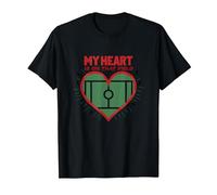 Mi corazón está en Esa pasión de los fanáticos del fútbol de Campo Camiseta, Hombre, Negro, L