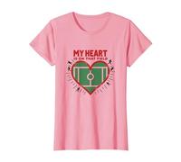 Mi corazón está en Esa pasión de los fanáticos del fútbol de Campo Camiseta, Mujer, Rosado, M