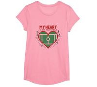 Mi corazón está en Esa pasión de los fanáticos del fútbol de Campo Camiseta, Niñas, Rosado, XS