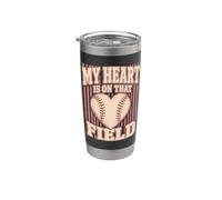 Mi corazón está en ese campo Béisbol Mamá Vaso térmico de acero inoxidable de doble pared
