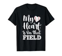 Mi corazón está en Ese Campo béisbol softbol corazón Camiseta gráfica económica, Hombre, Negro, L
