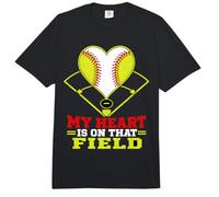 Mi Corazón Está En Ese Campo Softbol Mamá Comfort Colors Adult Heavyweight T-Shirt