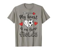 Mi Corazón Está En Esos Campos Béisbol Fútbol Mamá Camiseta