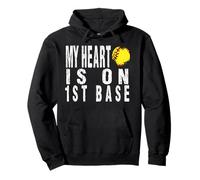 Mi corazón está en la Vida de béisbol y sóftbol de Primera Base Mom Leopard Sudadera con Capucha