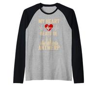 Mi corazón late en Amberes Bélgica City Pride Camiseta Manga Raglan