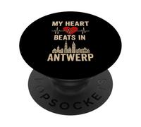 Mi corazón late en Amberes Bélgica City Pride PopSockets PopGrip Adhesivo