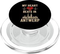 Mi corazón late en Amberes Bélgica City Pride PopSockets PopGrip para MagSafe