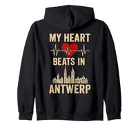 Mi corazón late en Amberes Bélgica City Pride Sudadera con Capucha