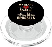 Mi corazón late en Bruselas Bélgica Capital PopSockets PopGrip para MagSafe