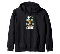 Mi corazón Late en código Binario Sudadera con Capucha