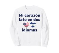 Mi corazón Late en Dos Idiomas US El Salvador Hearts Sudadera