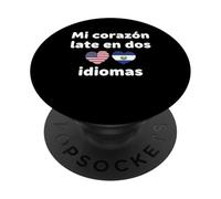 Mi Corazon Late en Dos Idiomas US El Salvador PopSockets PopGrip Adhesivo