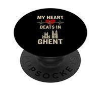 Mi corazón late en Gante Bélgica City Pride PopSockets PopGrip Adhesivo