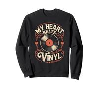 Mi corazón late en vinilo Tocadiscos vintage 45 RPM Sudadera