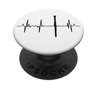 Mi corazón late para clarinete Línea del corazón PopSockets PopGrip Adhesivo