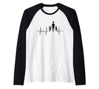 Mi corazón late por mis hijos Papa Pulse Line Camiseta Manga Raglan