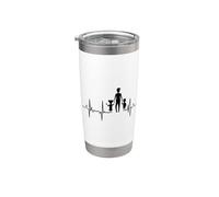 Mi corazón late por mis hijos Papa Pulse Line Vaso térmico de acero inoxidable de doble pared