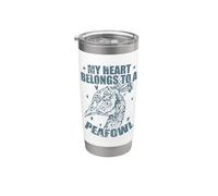 Mi corazón pertenece a un zoológico de aves Peafowl Vaso térmico de acero inoxidable de doble pared