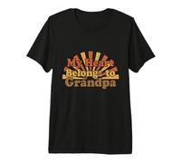 Mi corazón Pertenece al Abuelo Retro Groovy Sunset Vintage Camiseta Premium