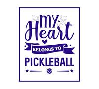 Mi corazón pertenece al pickleball, refrán "pickleball", cita impresa. Calcomanías de pared de papel adhesivo 49.2x59.8cm Decoración de tiendas Azul oscuro