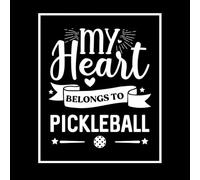 Mi corazón pertenece al pickleball, refrán "pickleball", cita impresa. Pegatinas de tallado fino 41x49.8cm Incluye kit de película de transferencia Blanco