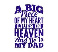 Mi corazón vive en el cielo y él es papá. Calcomanías de pared de papel adhesivo 57.6x86.6cm No se cae Azul oscuro