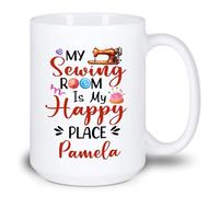 Mi Cuarto De Costura Es Mi Lugar Feliz Tazas De Regalo Cerámica Tazón Novedad Tazón De Café Regalos Novedosos Para Familiares Colegas Amigos 330ml