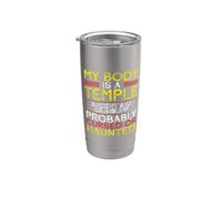 Mi Cuerpo Un Templo Antiguo Desmoronamiento Maldito Sarcasmo Embrujado Vaso térmico de acero inoxidable de doble pared