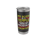 Mi Cuerpo Un Templo Antiguo Desmoronamiento Maldito Sarcasmo Embrujado Vaso térmico de acero inoxidable de doble pared