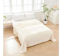 Mi Dekor- Manta para Sofa y Cama - Polar, Hipolargénica, Familiar, Ligera y Calida, Multiusos, Microfibra, Suave, Transpirable, Manta para Invierno, Apta para Lavadora, (Beige, 130x160 cm)