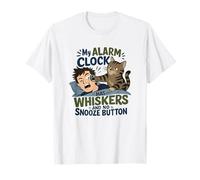 Mi Despertador Tiene Bigotes, no Tiene botón de repetición, Gato Camiseta