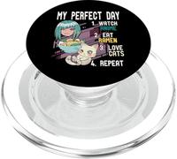 Mi Día Anime Ramen Gatos Repite Ramen Otaku PopSockets PopGrip para MagSafe