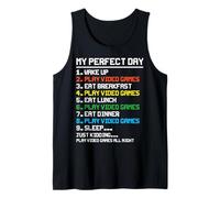 Mi Día Despertar Jugar Videojuegos Comer Desayuno Jugar V Camiseta sin Mangas