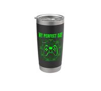 Mi Día Perfecto Videojuegos Comida Dormir Vaso térmico de acero inoxidable de doble pared