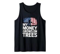Mi dinero crece en los árboles Arborista de la bandera estadounidense Camiseta sin Mangas