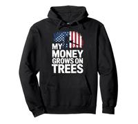 Mi dinero crece en los árboles Arborista de la bandera estadounidense Sudadera con Capucha
