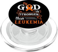 Mi Dios es más Fuerte Que el corazón de la Conciencia de la Leucemia PopSockets PopGrip para MagSafe
