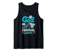 Mi Dios es más Fuerte Que la Conciencia sobre el cáncer de Cuello uterino Camiseta sin Mangas