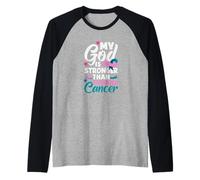 Mi Dios es más Fuerte Que la Conciencia sobre el cáncer de tiroides Camiseta Manga Raglan