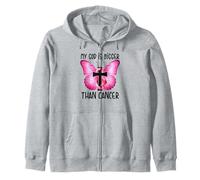 Mi Dios es más grande que la conciencia del cáncer de mama Sudadera con Capucha