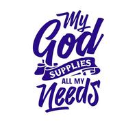Mi dios suple todas las necesidades tipografía Calcomanías de pared de papel adhesivo 36x51.9cm No daña la superficie de la pared Azul oscuro